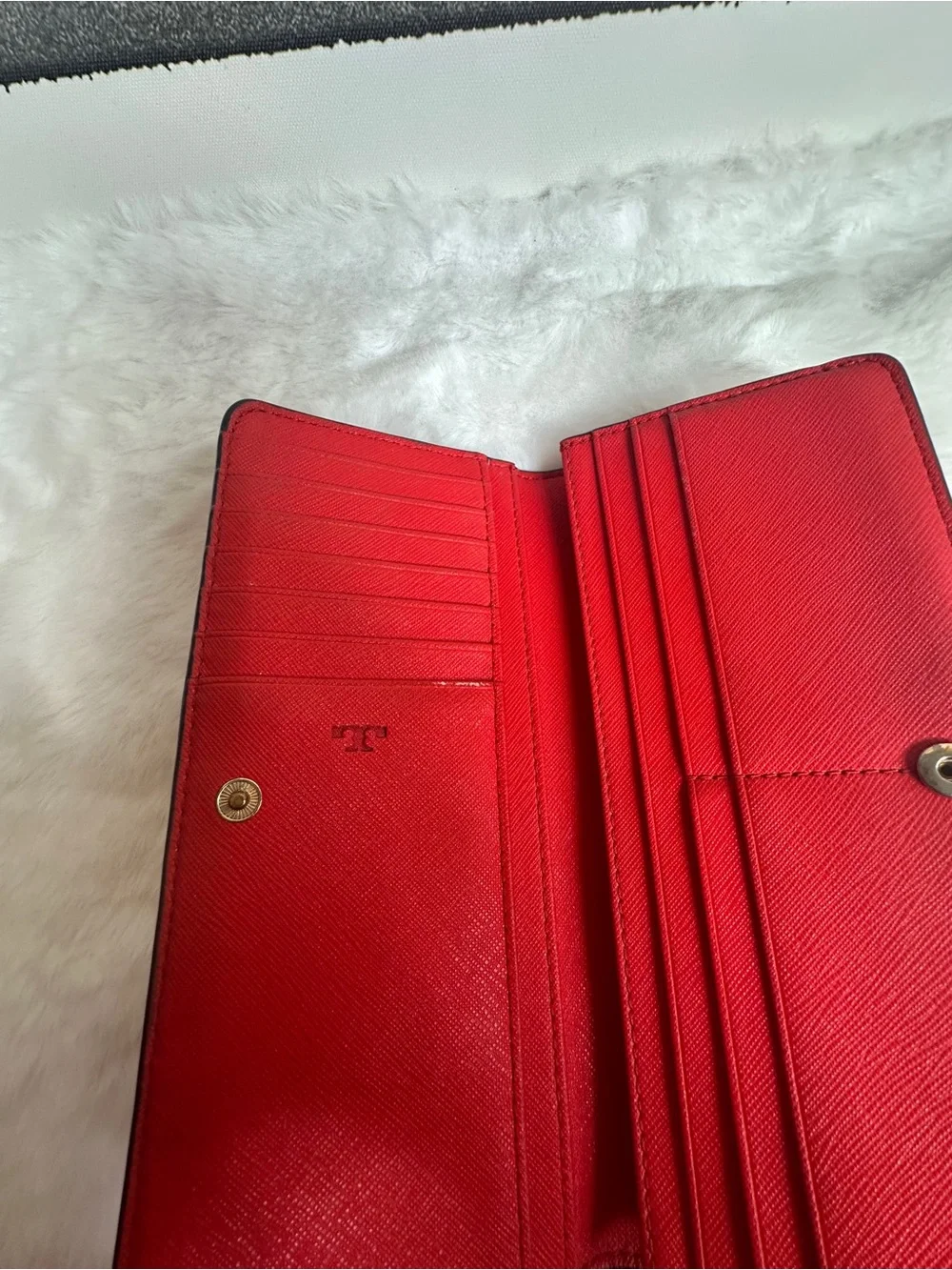 Tory Burch Red Zip-Around Continental Wallet with Gold Logo